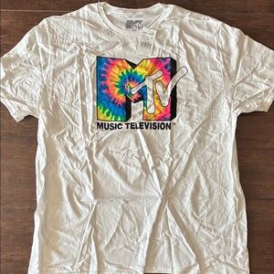NWT Men’s MTV Vibrant Tie-Dye Logo White Tee
